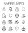 Safeguard related vector icon set.