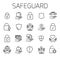 Safeguard related vector icon set.