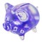 SafePal (SFP) Clear Glass piggy bank with decreasing piles of crypto coins.