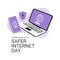 safer internet day poster template vector stock