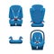 Safety baby car seats collection. Different type of child restraint.