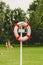 Safety buoy or lifesaver at a swimming lake