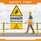 Safety at the construction site. Safety first. Danger. Risk of falling