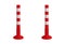 Safety delineator with white stripe. Classic red-orange color. vector road poles. Traffic posts with different types of