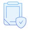 Safety document flat icon. Clipboard with shield blue icons in trendy flat style. Insurance policy gradient style design