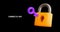 Safety, encryption, protection, privacy signs. Yellow digital security lock. Yellow padlock with keyhole and purple key