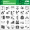 Safety engineering solid icon set, Industry symbols collection or sketches. Construction glyph style signs for web and