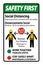 Safety First Bilingual Social Distancing Construction Sign Isolate On White Background,Vector Illustration EPS.10