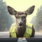 Safety-first deer: Adorable creature wears reflective vest for nighttime visibility