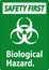 Safety First Label Biological Hazard On White Background