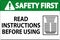 Safety First Machine Sign Read Instructions Before Using