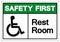 Safety First Rest Room Symbol Sign, Vector Illustration, Isolated On White Background Label .EPS10