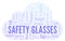 Safety Glasses word cloud.