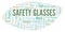 Safety Glasses word cloud.