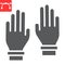 Safety gloves glyph icon, hygiene and protection, rubber gloves sign vector graphics, editable stroke solid icon, eps 10