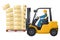 Safety in handling a fork lift truck. Make sure the load is properly stacked. Security First. Prevention of accidents at work.