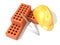 Safety helmet with round perforated bricks and trowel