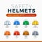 Safety helmets and color identification. Isolated Vector Illustration