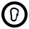 Safety hook or carabiner hook black icon in circle