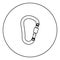 Safety hook or carabiner hook black icon outline in circle image