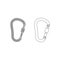 Safety hook or carabiner hook icon. Grey set .