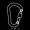 Safety hook or carabiner hook it is white icon .