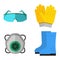 Safety industrial gear tools flat vector illustration body protection