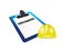 Safety inspection clipboard and hardhat. Vector Illustration