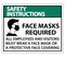 Safety Instructions Face Masks Required Sign on white background