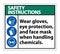 Safety Instructions Wear Gloves, Eye Protection, And Face Mask Sign Isolate On White Background,Vector Illustration EPS.10