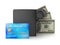 Safety money - credit card, bills, wallet and monitoring camera