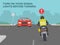 Safety motorcycle driving rules and tips. Turn on your signal lights before turning. Back view of a turning bike rider on junction