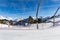 Safety net fencing on the ski slope.