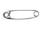 Safety pin icon. Metal sewing tool for fasten pieces of clothing together. Vector design of closed silver or stainless