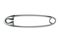 Safety pin icon. Metal sewing tool for fasten pieces of clothing together. Vector design of closed silver or stainless