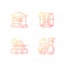 Safety precaution at home gradient linear vector icons set