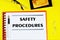 Safety procedures-label the Document text in the folder. Professional well-being and health of employees at work, protection of