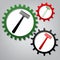 Safety razor sign. Vector. Three connected gears with icons at g