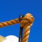 safety rope and metal in the blue skay aocean mediterranean sea