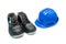 Safety Shoes and blue helmet