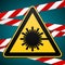 Safety sign. Caution - danger Laser radiation. High-risk zone. Barrier tape. Vector illustrations.