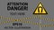 Safety sign. Caution - danger Magnetic field. Barrier tape. Vector illustrations