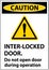 Safety sign caution Interlock doors do not open door during operation