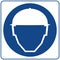 Safety sign. Information mandatory symbol in blue circle isolated on white. This Is A Hard Hat Area