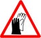 Safety sign, wear gloves protection job security sign.Be sure to wear hand protector gloves warning. Red prohibition