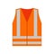 Safety vest on white background. high-visibility orange reflective vest. reflective safety vest orange sign