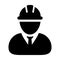 Safety worker icon vector male construction service person profile avatar with hardhat helmet in glyph pictogram