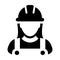 Safety worker icon vector male construction service person profile avatar with hardhat helmet and jacket in glyph pictogram