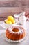 Saffron bundt cake with pears