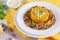 Saffron creamy risotto with fried porcini